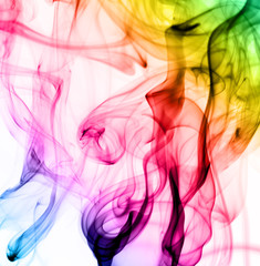 Abstract colorful fume patterns on white