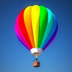 colorful air balloon against blue sky 3d illustration