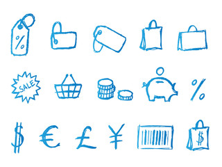 handwritten shopping icons