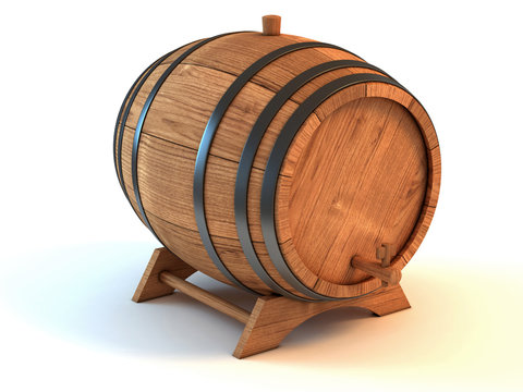 wine barrel 3d illustration isolated on the white background