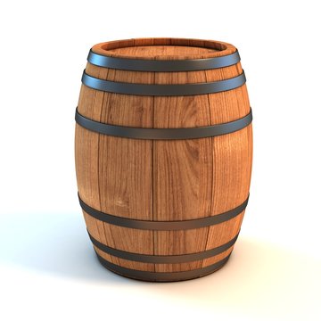wine barrel over white background 3d illustration