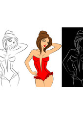 Silhouette of beautiful womanish body.