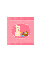 Easter Bunny with colored egg. Easter card