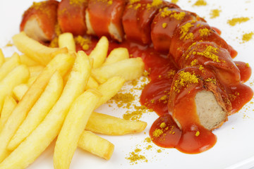 Currywurst mit Pommes frites