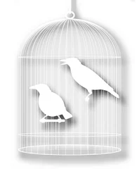 Papier Peint photo Oiseaux en cages Découpe oiseaux en cage