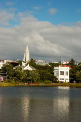 View of Reykjavik by the river, Iceland.