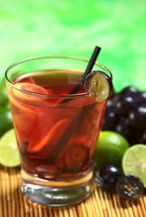 Fresh lemonade made of red grape and lime juice