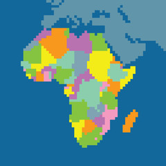 Fototapeta na wymiar Map of Africa in pixel-art style