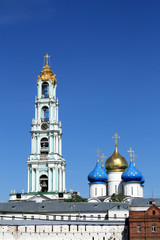 Fototapeta na wymiar Domes of the Holy Trinity Sergius Lavra