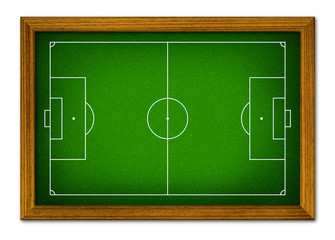 Fototapeta premium Soccer field in the wooden frame.
