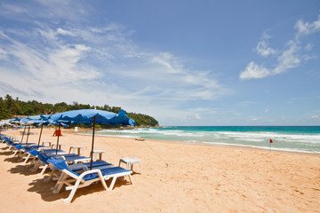 Beach chair, Phuket, Thailand in sunny day