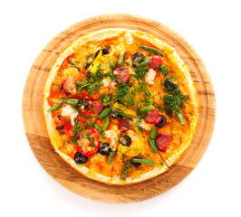 tasty Pizza with olives isolated on white