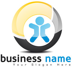 logo boule 3d et personnage