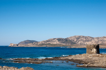 Sardinia, Italy: Stintino, spanish tower near La Pelosa Beach