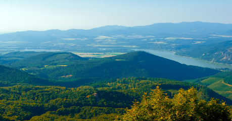 Obraz premium Landscape with hills and river (Esztergom)