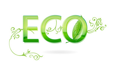 eco green symbol on the white