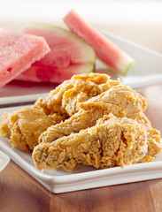 fried chicken and watermelon