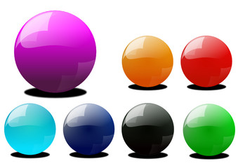 Colorful glass spheres using as design elements