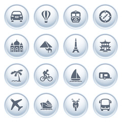 Travel icons on buttons.