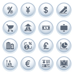 Finance web icons on buttons.