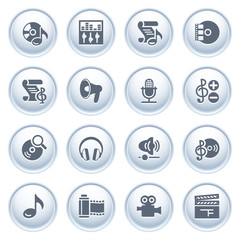 Audio video web icons on buttons.