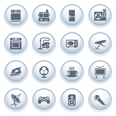 Home appliances icons on buttons, set 2