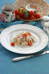 Camarones y polenta