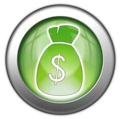 Green glossy 3D effect button 