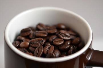 Ein Becher mit Kaffeebohnen