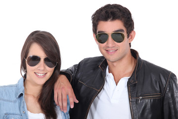 portrait of teenagers with sunglasses