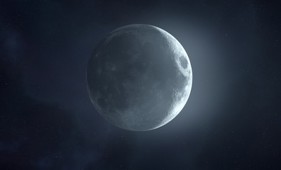 Obraz na płótnie Canvas Night scene with Moon and stars