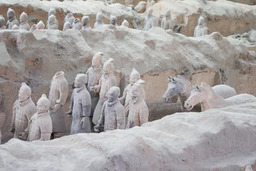 Poster Terracotta warriors excavation, Xian, China © TravelWorld