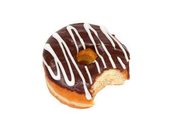 Donut with Bite Missing on White Background