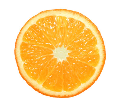 slice of orange on white background