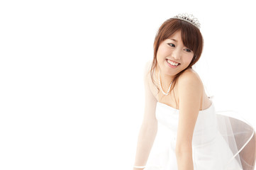 Obraz premium beautiful asian bride sitting on the chair