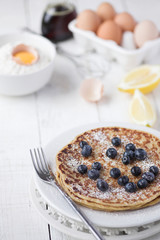 Freshly prepared crepes with blueberries