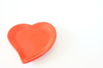 ハートの皿　赤色