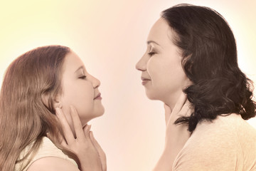 Mother and daughter in retro style