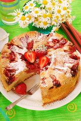 strawberry  and rhubarb cake