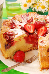 strawberry  and rhubarb cake