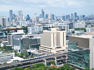 Siam square shopping areas with Skytrain , Bangkok