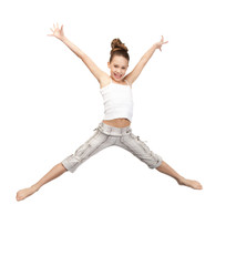 jumping teenage girl