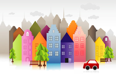 town color vector illustration