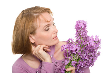 Portrait woman with wild flowers