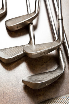 golf club on wooden background