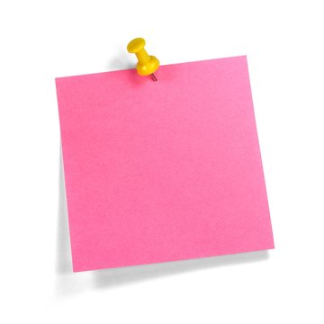 Pinker Merkzettel mit gelbem Pin