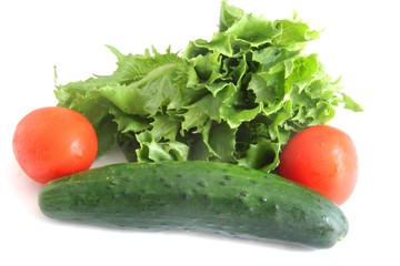 insalata, pomodori e cetriolo