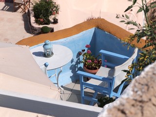 Gebäudedetails in Oia auf Santorin