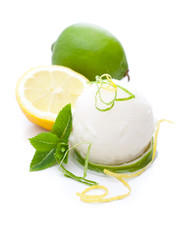 Zitronensorbet mit Zitrone und Limette