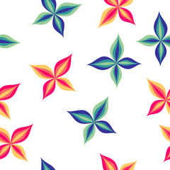 floral pattern with red and blue flowers with four petals